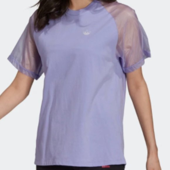 adidas Tops - Adidas Originals T Shirt - light purple sheer sleeves